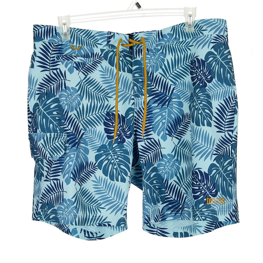 Duluth Trading Co Shorts Blue Flex Bull Moose Palm Print Men's 38